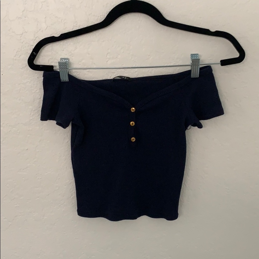 Navy blue off shoulder crop top!!!
